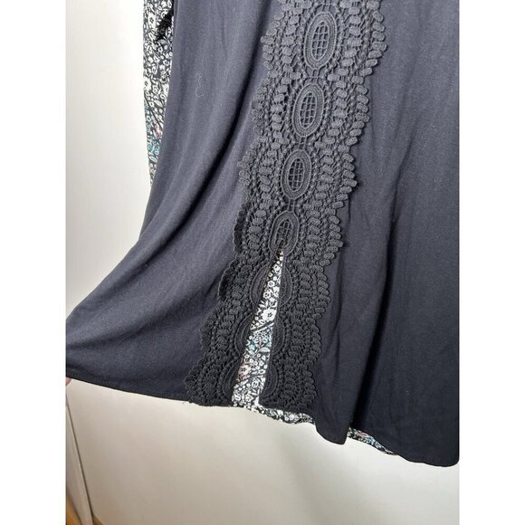 Daniel Rainn Blouse Womens Black Floral Flowy Boho Tunic Top Plus Size 1X - Picture 9 of 12